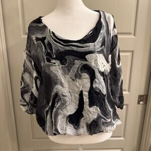 Vintage Tina Stephens Marble Silk Poncho Top Made in Italy